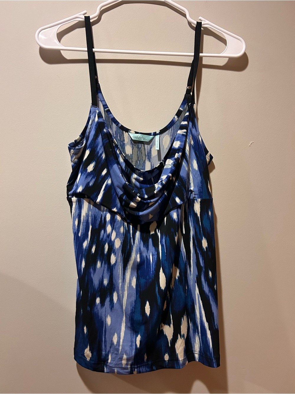 Slim Fabulous Womens Large Blue Adjustable Spaghetti Strap 90s Y2K Tank Date Top